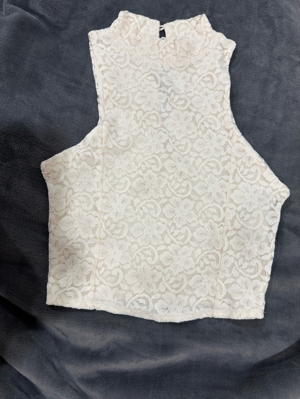 Hollister Cream Lace High-Neck Cropped Tank
